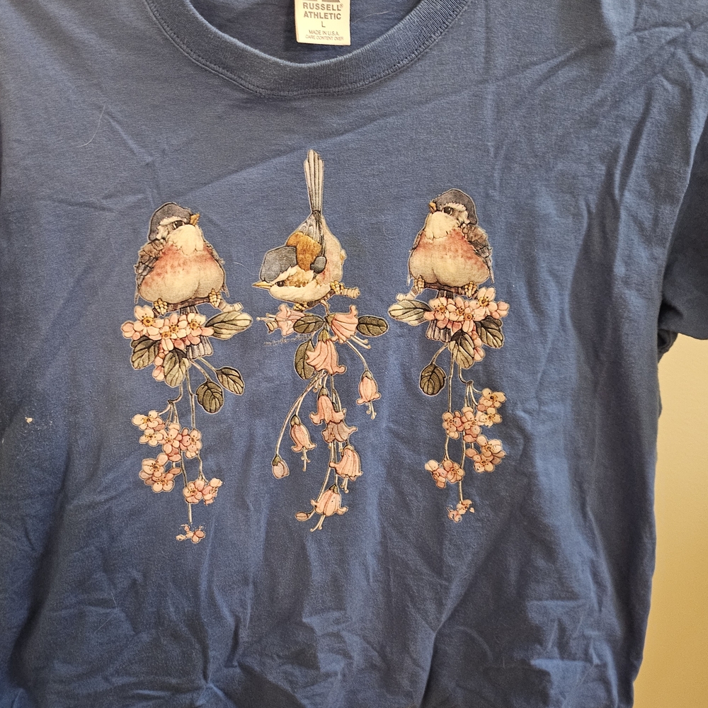 Russell Athletic Blue Tee with Bird Design
